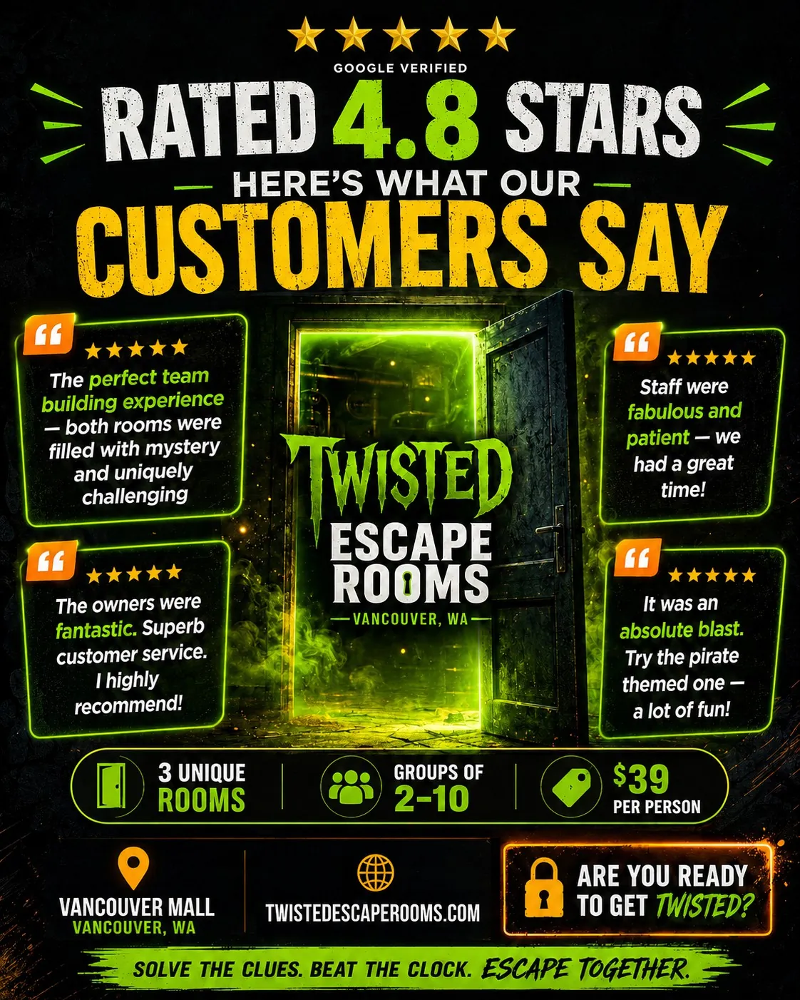 Customer feedback — Twisted Escape Rooms Vancouver WA