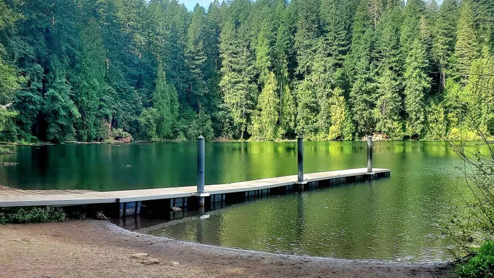 Forested crater lake at Battle Ground Lake State Park near Vancouver, WA