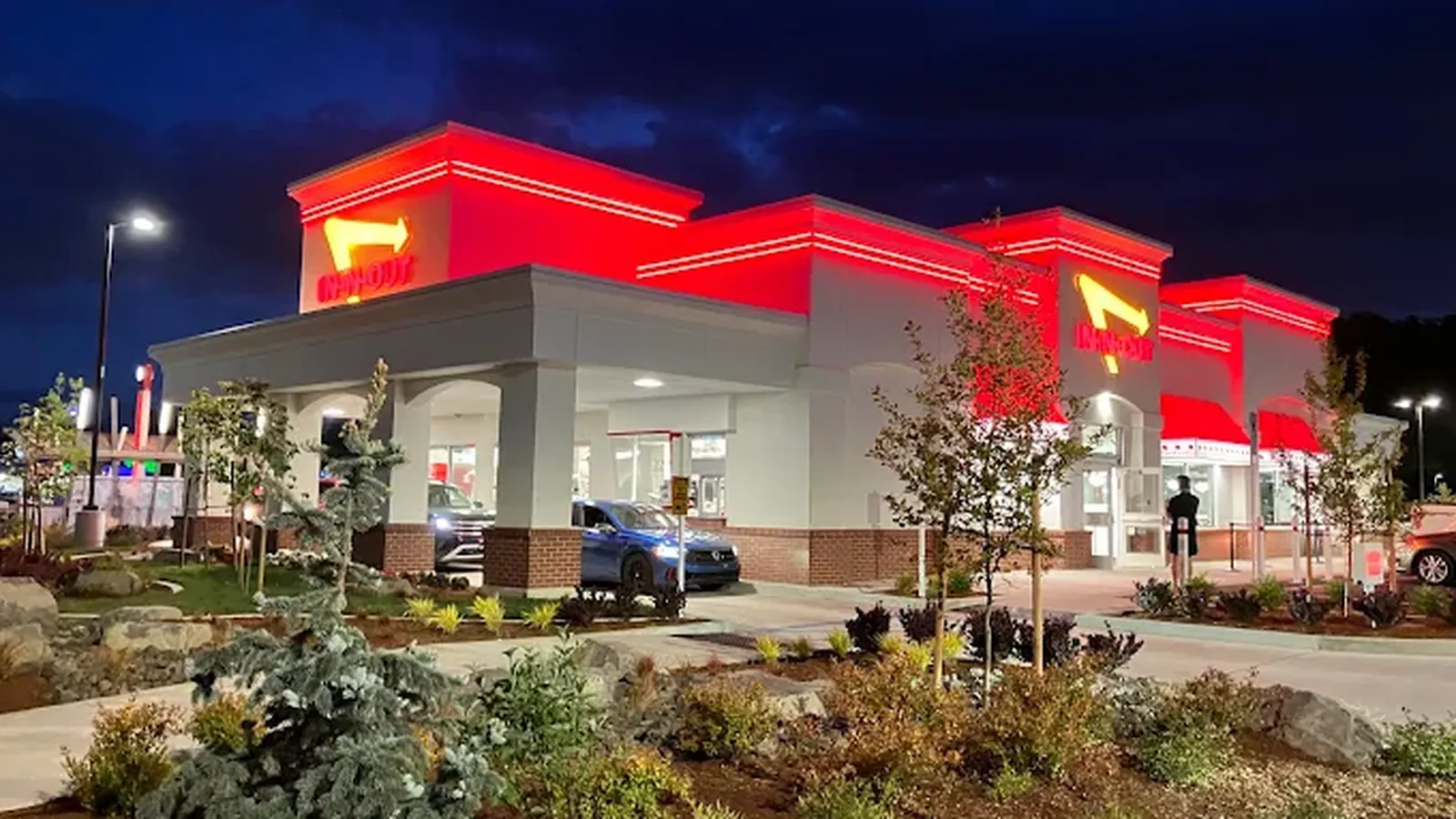 In-N-Out Burger storefront at dusk, Vancouver, WA